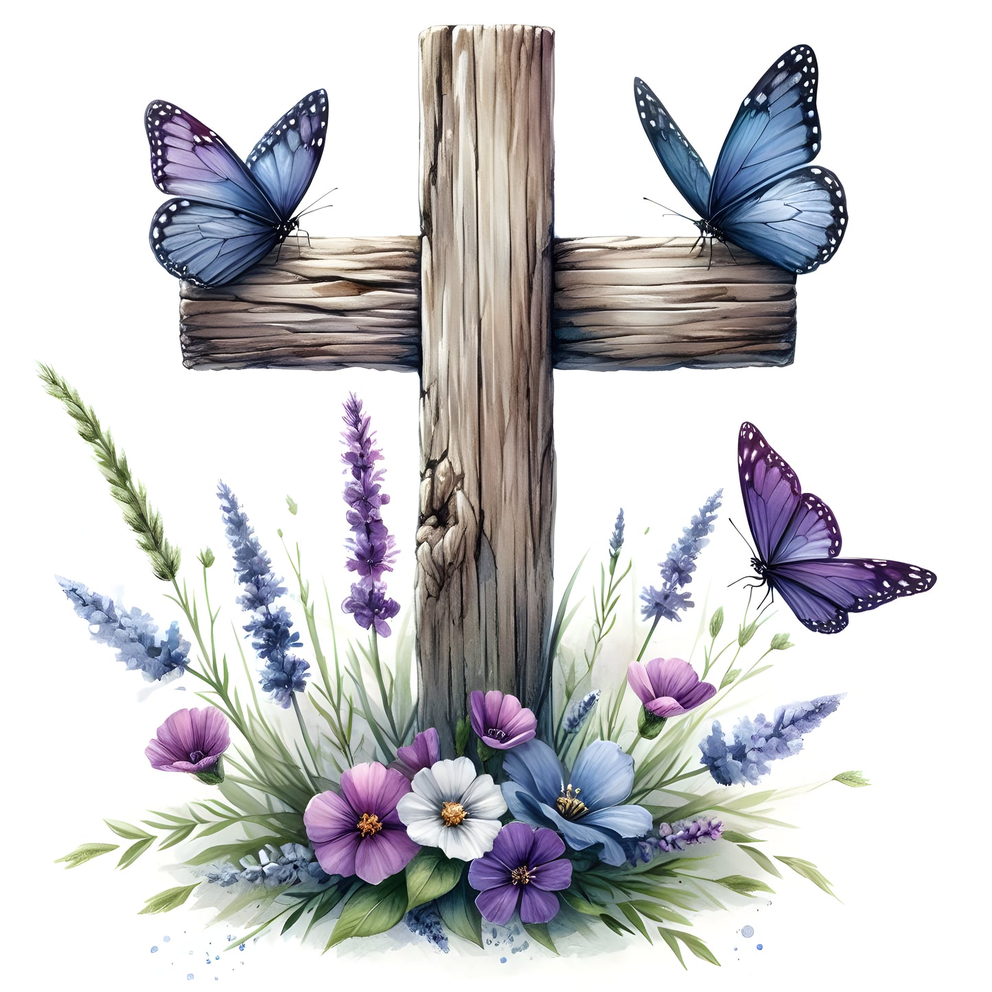 Floral Cross w/ Butterfly-7