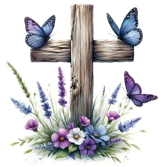 Floral Cross w/ Butterfly-7
