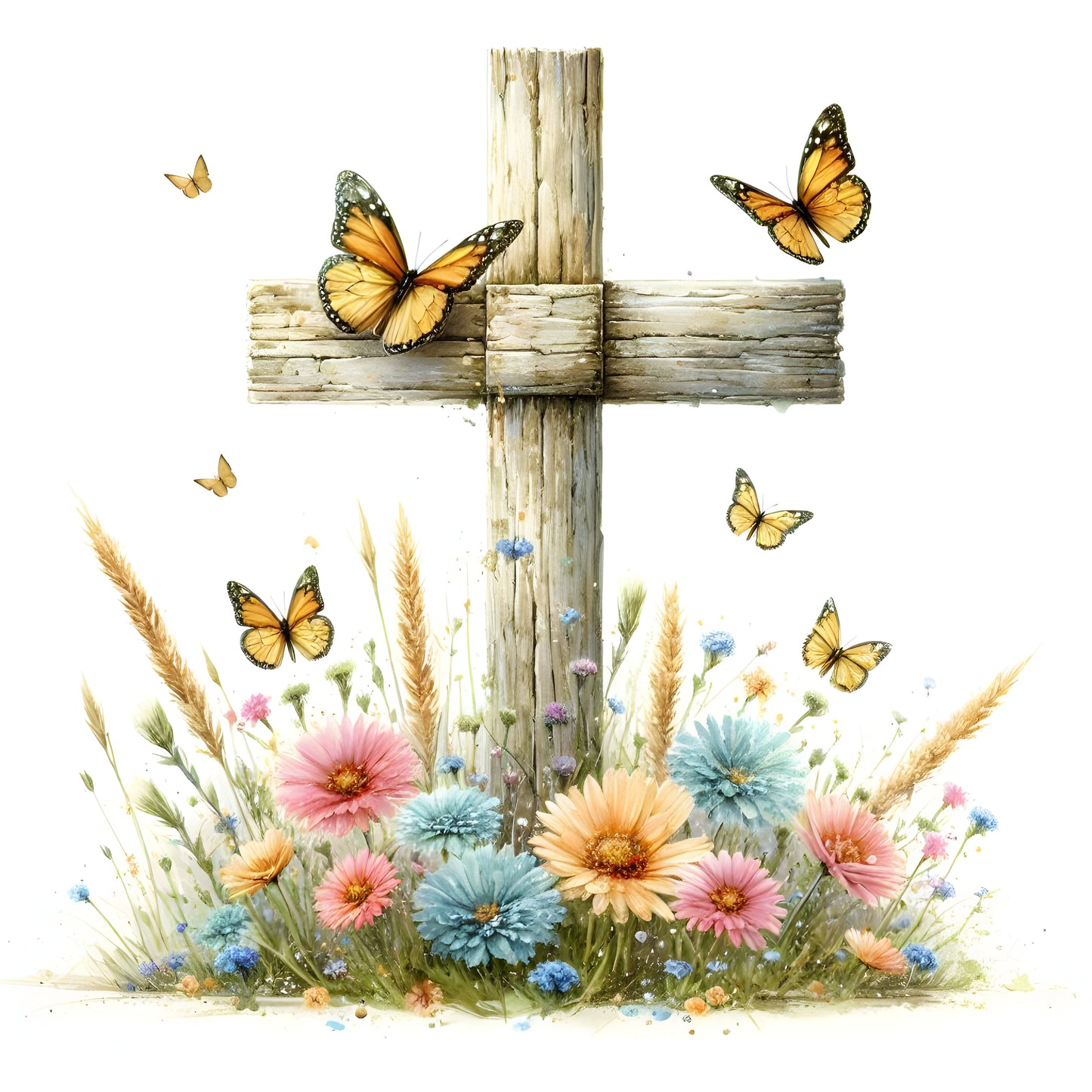 Floral Cross w/ Butterfly-8