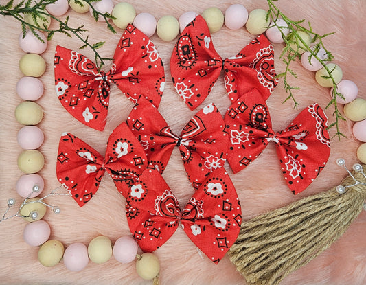 Red Bandana Print Bows